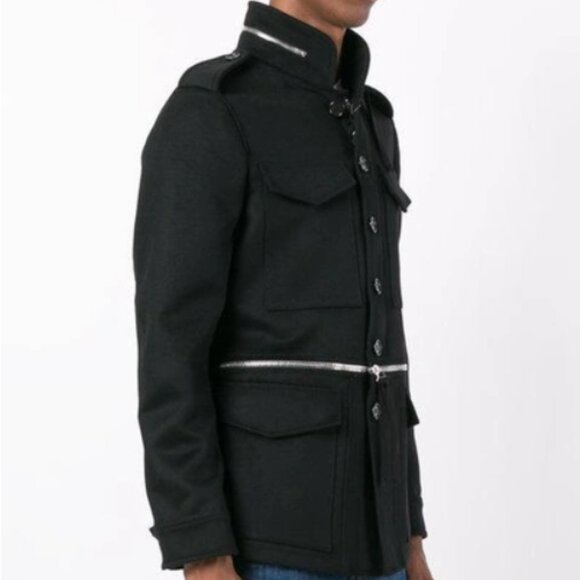 Wool & Cashmere Field Jacket W/ Zips In Black - Picture 3 of 4